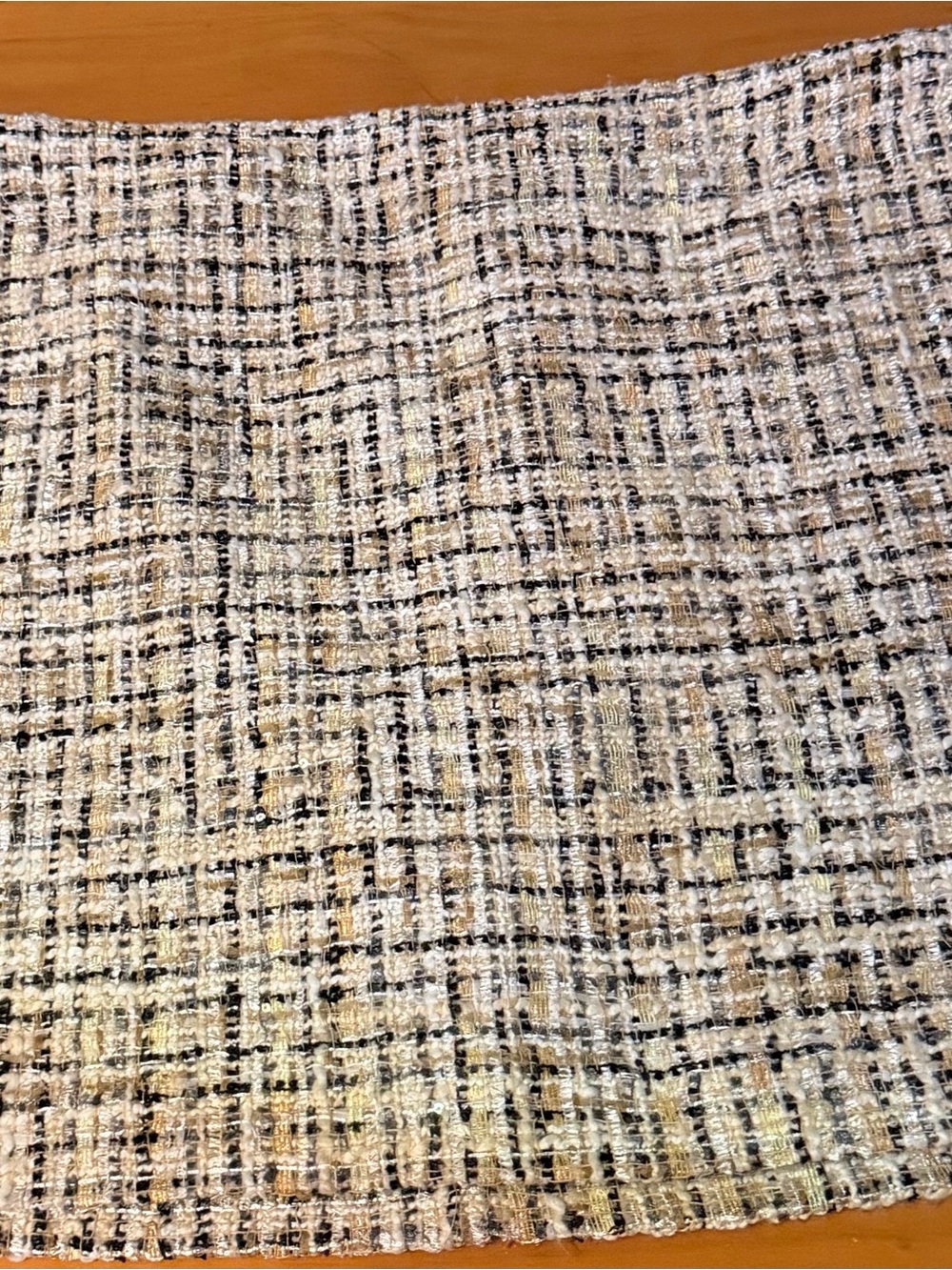 LOFT Cream, Black and Gold Tweed Skirt